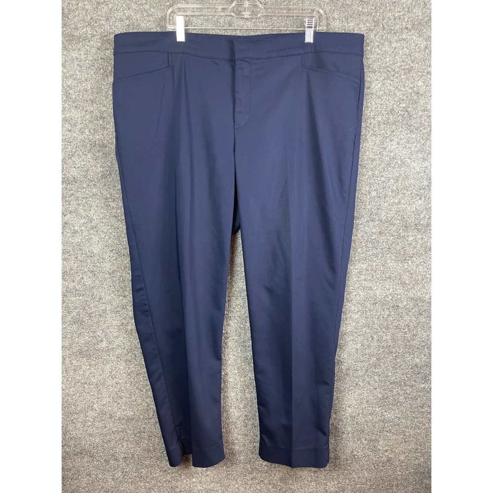 Chaps Dress Pants Womens 20W Navy Blue Excellent Tapered‎ Flat Front Trousers